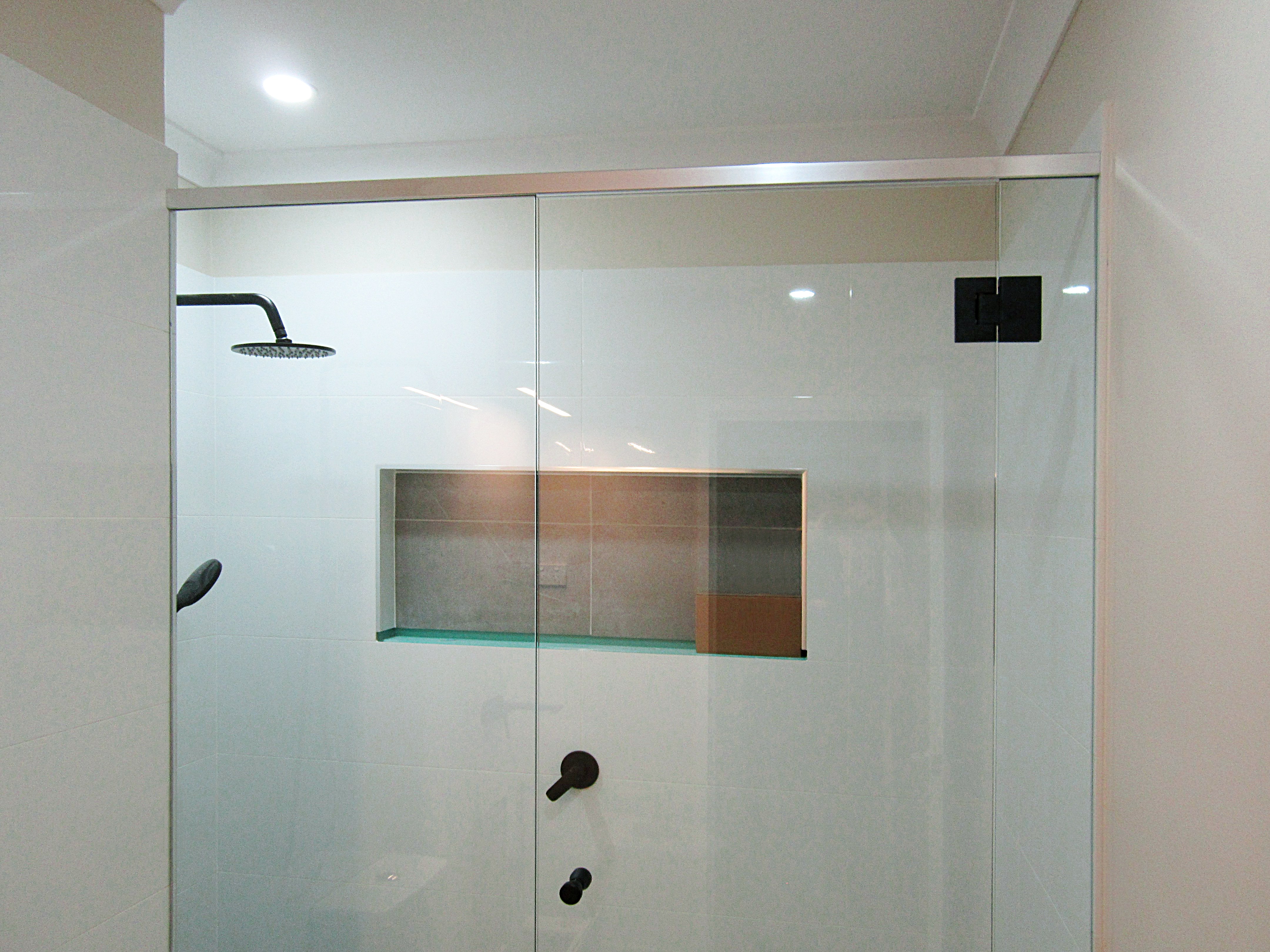 180 Degree Frameless Shower Screen with Senior Header